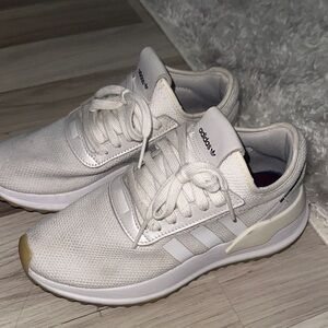 Adidas Women's Cream and White Sneakers